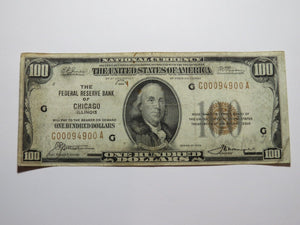$100 1929 Chicago National Currency Fancy Serial # Federal Reserve Bank Note F++