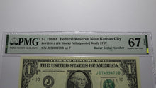 Load image into Gallery viewer, $1 1988 Radar Serial Number Federal Reserve Currency Bank Note Bill PMG UNC67EPQ