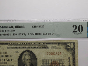 $20 1929 Millstadt Illinois National Currency Bank Note Bill Ch. #8425 VF20 PMG