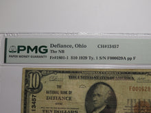 Load image into Gallery viewer, $10 1929 Defiance Ohio OH National Currency Bank Note Bill Ch. #13457 VF20 PMG