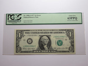 $1 1977 Full Face to Back Offset Error Federal Reserve Bank Note Bill NEW63 PCGS