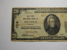 Load image into Gallery viewer, $20 1929 Ottawa Kansas KS National Currency Bank Note Bill Charter #1718 FINE