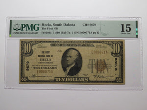 $10 1929 Hecla South Dakota SD National Currency Bank Note Bill Ch. #9679 PMG 15