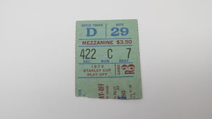 April 11, 1972 New York Rangers Vs Montreal Canadiens Playoff Hockey Ticket Stub