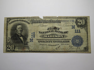 $20 1902 Madison Indiana IN National Currency Bank Note Bill Ch. #111 FINE