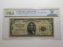 Load image into Gallery viewer, $5 1929 Stockton Kansas KS National Currency Bank Note Bill Ch. #7815 PCGS VF25