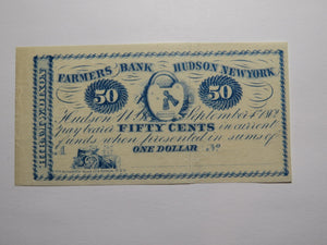 $.50 1862 Hudson New York NY Obsolete Currency Note Bill Hiram Dixon VF+