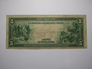 $5 1914 Dallas Texas TX Federal Reserve Large Bank Note Currency Bill FINE