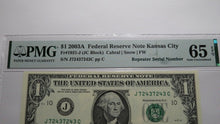 Load image into Gallery viewer, $1 2003A Repeater Serial Number Federal Reserve Currency Bank Note Bill UNC65EPQ