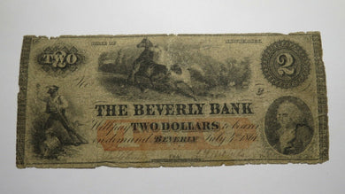 $2 1861 Beverly New Jersey NJ Obsolete Currency Bank Note Bill! Beverly Bank!