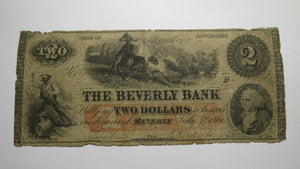 $2 1861 Beverly New Jersey NJ Obsolete Currency Bank Note Bill! Beverly Bank!