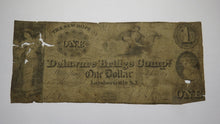Load image into Gallery viewer, $1 1852 Lambertville New Jersey Obsolete Currency Bank Note Bill Delaware Bridge
