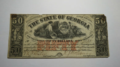 $50 1864 Milledgeville Georgia GA Obsolete Currency Bank Note Bill! State of GA!