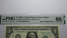 Load image into Gallery viewer, $1 2003 Radar Serial Number Federal Reserve Currency Bank Note Bill PMG UNC66EPQ