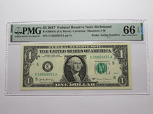 Load image into Gallery viewer, $1 2017 Radar Serial Number Federal Reserve Currency Bank Note Bill PMG UNC66EPQ
