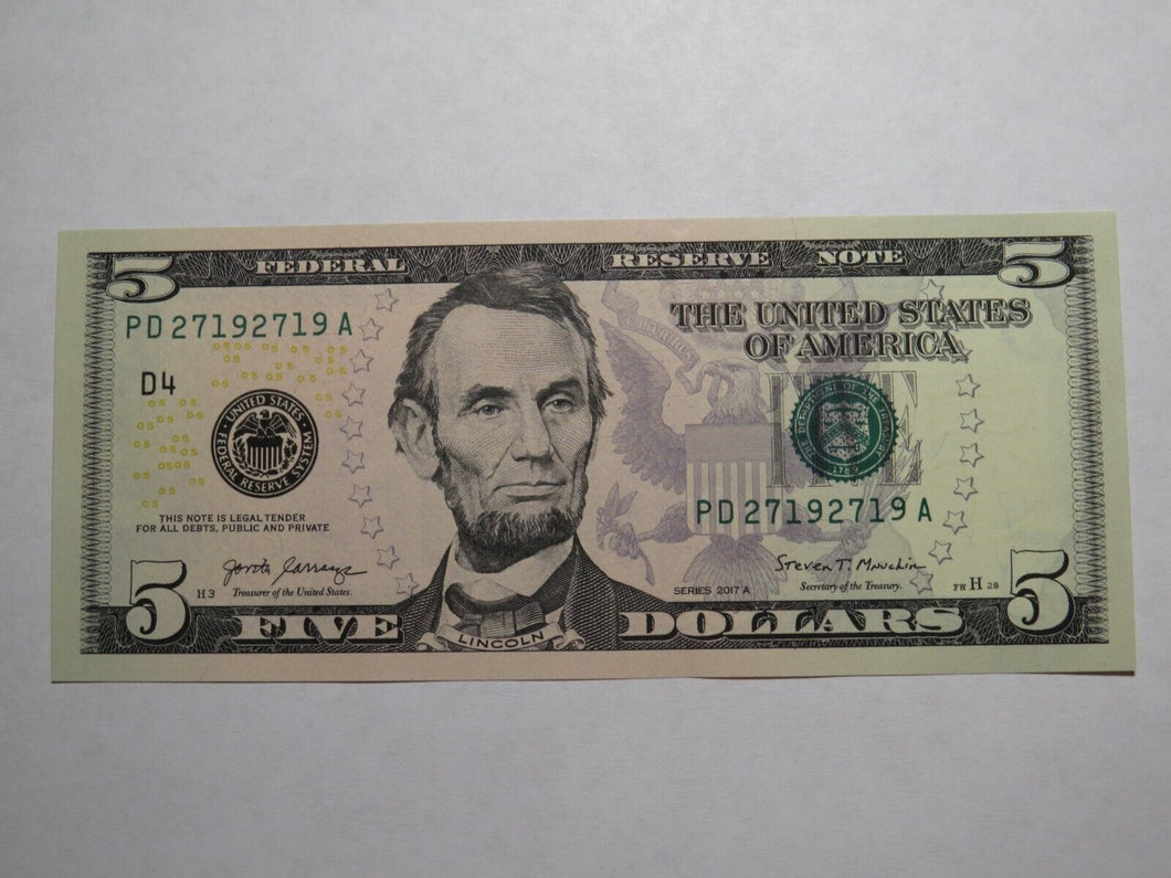 $5 2017 Repeater Serial Number Federal Reserve Currency Bank Note Bill #27192719