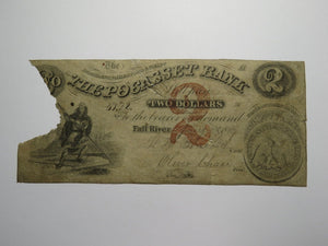 $2 1859 Fall River Rhode Island Obsolete Currency Bank Note Bill Pocasset Bank