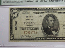 Load image into Gallery viewer, $5 1929 Topeka Kansas KS National Currency Bank Note Bill Ch. #12740 VF25 PMG