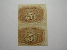 Load image into Gallery viewer, 1863 $.05 Second Issue Uncut Pair Fractional Currency Obsolete Postage Note AU
