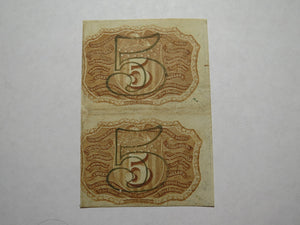 1863 $.05 Second Issue Uncut Pair Fractional Currency Obsolete Postage Note AU