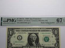 Load image into Gallery viewer, $1 2017 Radar Serial Number Federal Reserve Currency Bank Note Bill PMG UNC67EPQ
