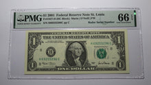Load image into Gallery viewer, $1 2001 Radar Serial Number Federal Reserve Currency Bank Note Bill PMG UNC66EPQ