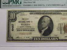 Load image into Gallery viewer, $10 1929 Oakes North Dakota National Currency Bank Note Bill Ch. #6457 VF20 PMG