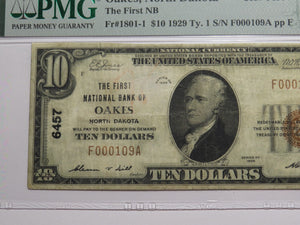 $10 1929 Oakes North Dakota National Currency Bank Note Bill Ch. #6457 VF20 PMG