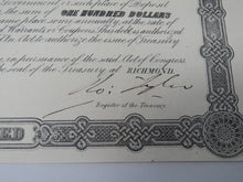 Load image into Gallery viewer, $100 1862 Confederate Bond Certificate Currency Bank Note Bill UNC 14&quot; X 9.5&quot;