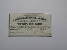Load image into Gallery viewer, $20 1861 Confederate Bond Coupon Certificate Currency Bank Note Bill UNC