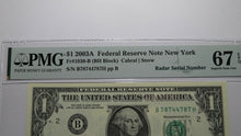 Load image into Gallery viewer, $1 2003 Radar Serial Number Federal Reserve Currency Bank Note Bill PMG UNC67EPQ