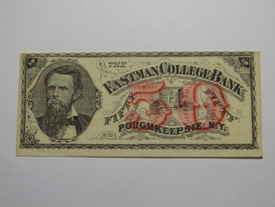 $.50 1870's Poughkeepsie New York Obsolete Currency Note Eastman College