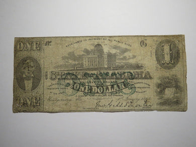 $1 1863 Montgomery Alabama AL Obsolete Currency Bank Note Bill State of Alabama