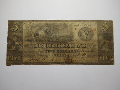 $5 1836 Chelsea Massachusetts MA Obsolete Currency Bank Note Bill Chelsea Bank