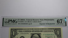 Load image into Gallery viewer, $1 2003A Repeater Serial Number Federal Reserve Currency Bank Note Bill UNC67EPQ