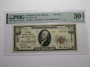 $10 1929 Arkansas City Kansas KS National Currency Bank Note Bill #4487 VF30 PMG