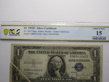 Load image into Gallery viewer, $1 1935 Silver Certificate Gutter Fold Error Bank Note Bill Blue Seal F15 PCGS