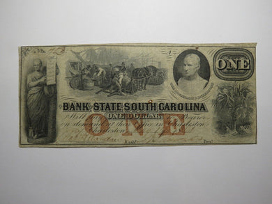$1 1861 Charleston South Carolina SC Obsolete Currency Bank Note Bill Bank of SC