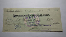 Load image into Gallery viewer, $5.50 1914 Fairbanks Alaska AK Cancelled Check! American Bank Of Alaska!