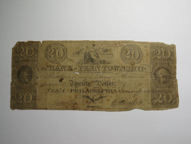 $20 1838 Philadelphia Pennsylvania PA Obsolete Currency Bank Note Bill Penn Twp.