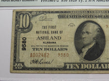 Load image into Gallery viewer, $10 1929 Ashland Alabama AL National Currency Bank Note Bill Ch. #9580 VF20 PMG