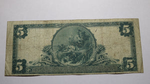 $5 1902 Wood River Illinois IL National Currency Bank Note Bill Ch. #11876 FINE!