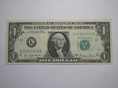 $1 1977 Radar Serial Number Federal Reserve Currency Bank Note Bill UNC 01211210