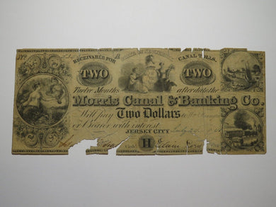 $2 1841 Jersey City New Jersey Obsolete Currency Bank Note Bill Morris Canal