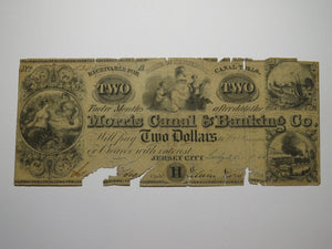 $2 1841 Jersey City New Jersey Obsolete Currency Bank Note Bill Morris Canal