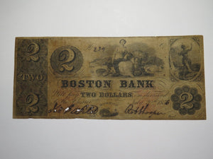 $2 1856 Boston Massachusetts MA Obsolete Currency Bank Note Bill The Boston Bank