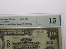 Load image into Gallery viewer, $10 1902 Lewiston Maine ME National Currency Bank Note Bill Charter #330 PMG F15