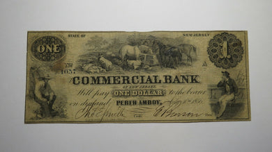 $1 1856 Perth Amboy New Jersey NJ Obsolete Currency Bank Note Bill! Commercial 