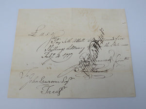 1779 Payment Certificate Written to John Lawrence Colonial Currency Note USA!