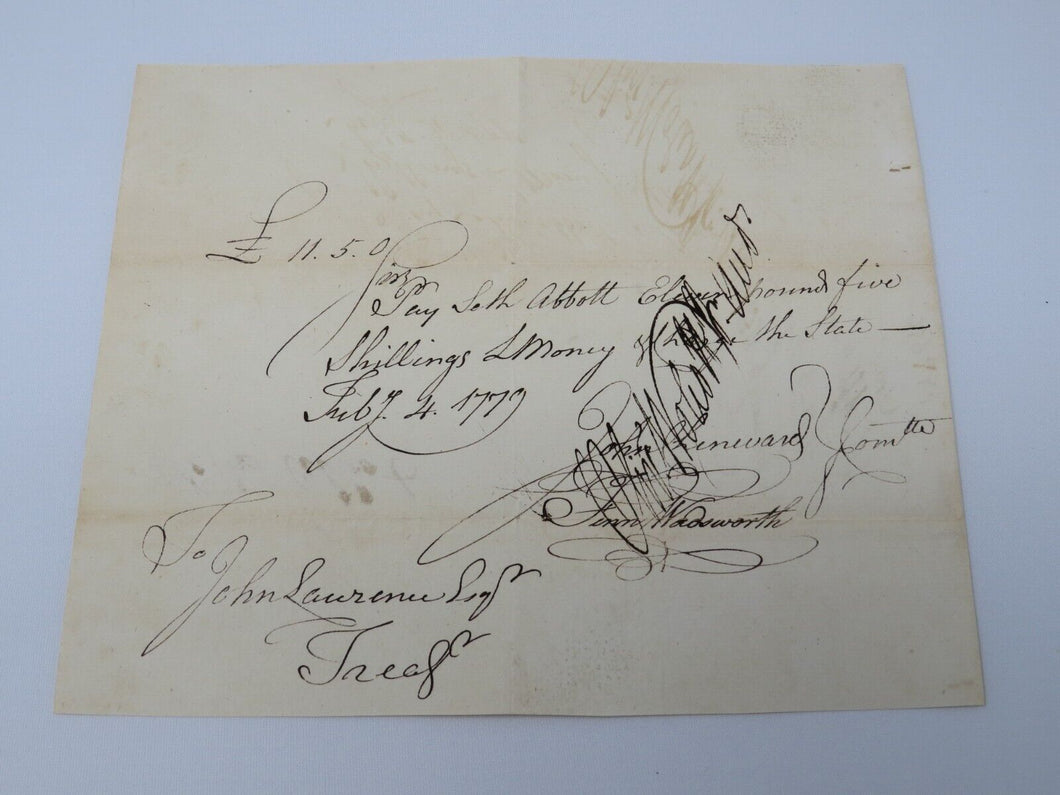 1779 Payment Certificate Written to John Lawrence Colonial Currency Note USA!